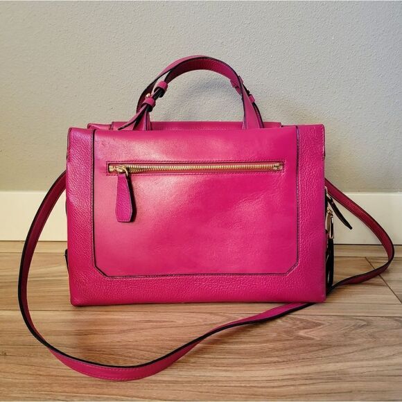 Stuart Weitzman Eastside Structured Satchel Crossbody Tote Magenta Fuchsia Pink - Picture 4 of 15